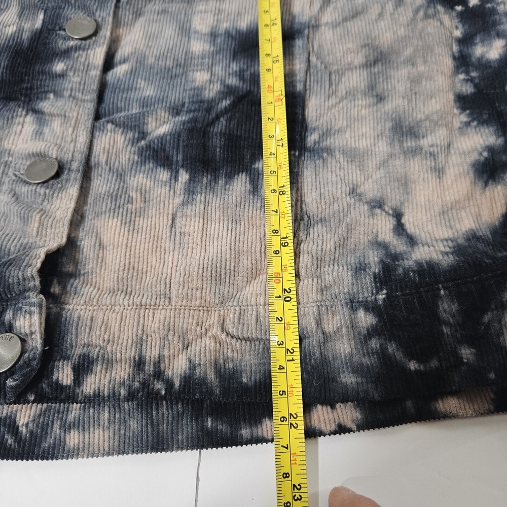 Empyre Womens Tie Dye Corduroy Trucker Jacket Black Tan Size Medium - Picture 9 of 9
